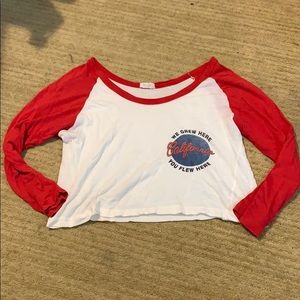 cropped long sleeve brandy tee